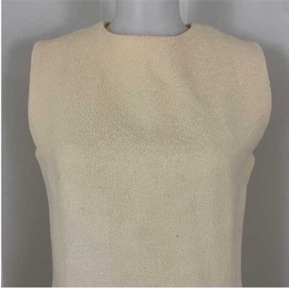 Vintage Set Womens Sleeveless Crew Neck Shift Dress Women’s M‎ Ivory Over Coat - Picture 8 of 14